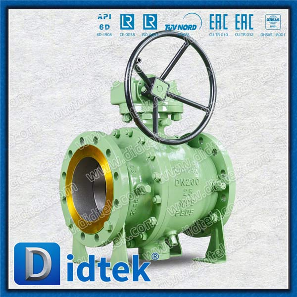 Katup Bola Tubuh Trunnion Bergelang WCB Dengan Gearbox