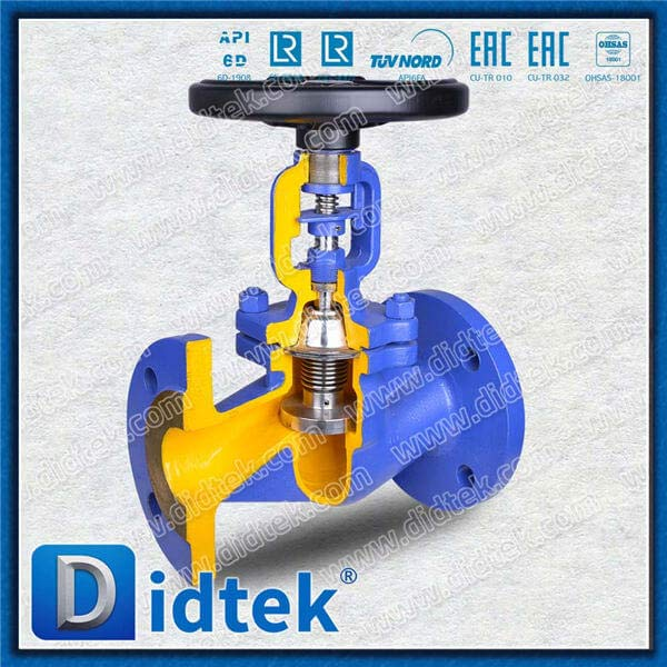 Din Bellow Globe Valve-DN50 1.0619 Flange Roda Tangan