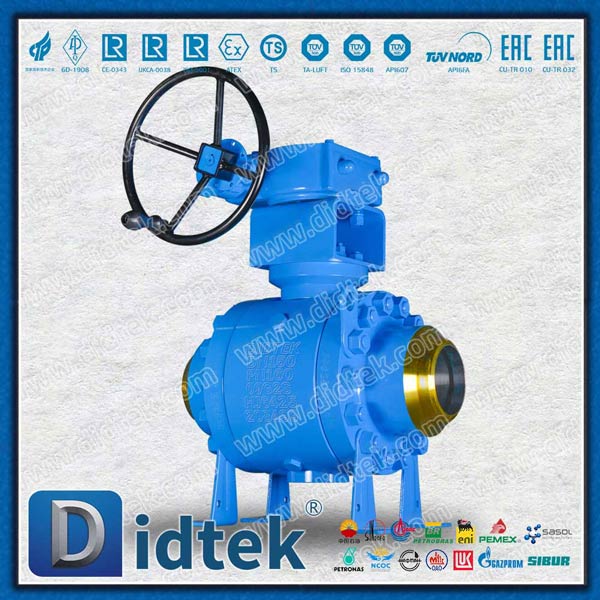 Gearbox Butt Welded DN150 3pcs Metal Trunnion Ball Valve