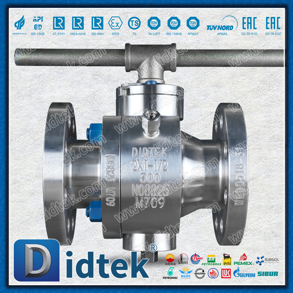 Didtek Necking Katup Bola Trunnion Inconel 825 Paduan Khusus Bibir Dua Arah