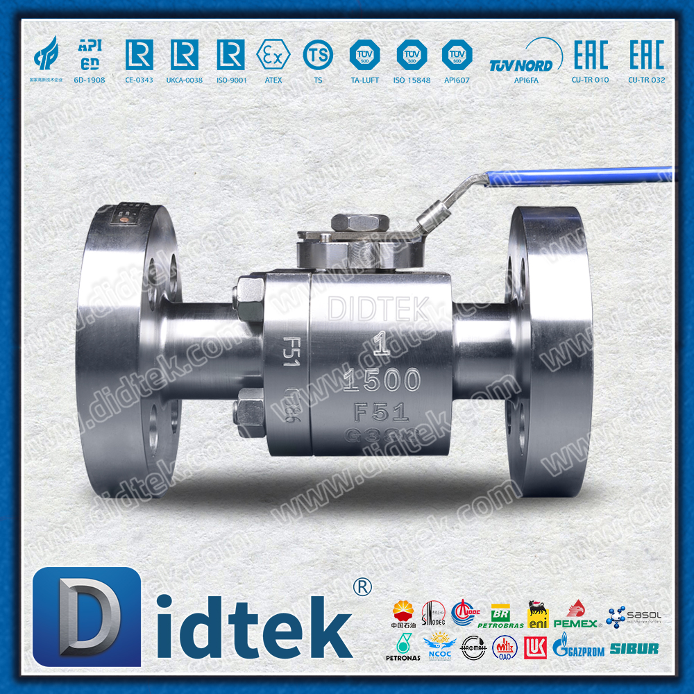 F51 Duplex Stainless Steel Class1500 Katup Bola Mengambang RF Tekanan Tinggi