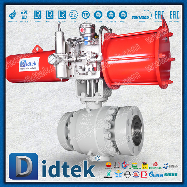 Didtek 4130 Flange FC Aktuator Pneumatik Kerja Tunggal API6A Katup Bola Baja Tempa
