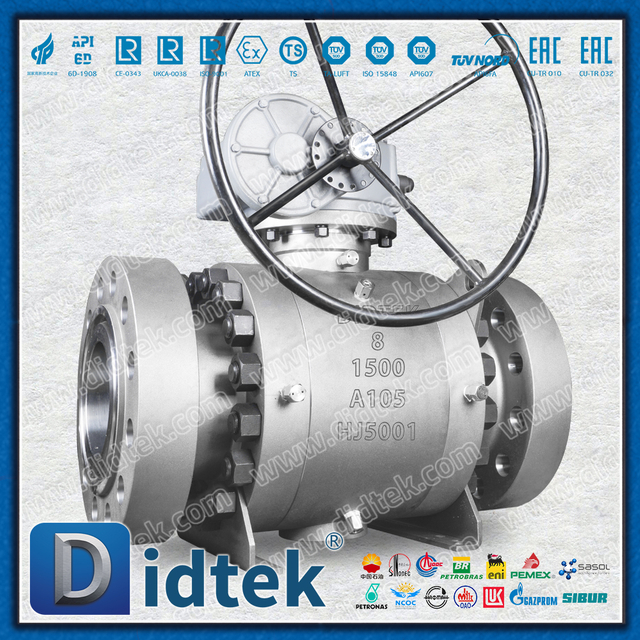  Didtek Flange Full Bore Baja Tempa Tekanan Tinggi A105 Trunnion Mounted Ball Valve 
