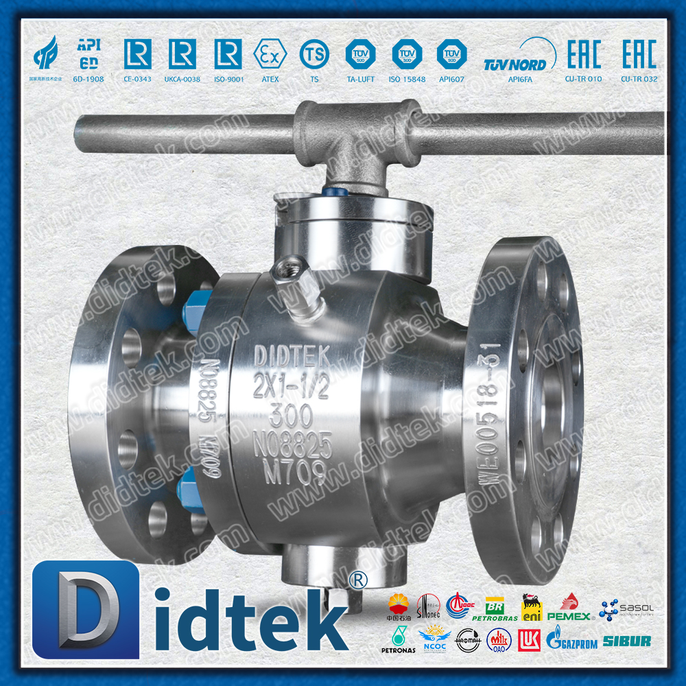 Didtek Necking Katup Bola Trunnion Inconel 825 Paduan Khusus Bibir Dua Arah