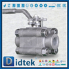 3 PCS A105N Diperkuat PTFE Seat Thread Forged Ball Valve