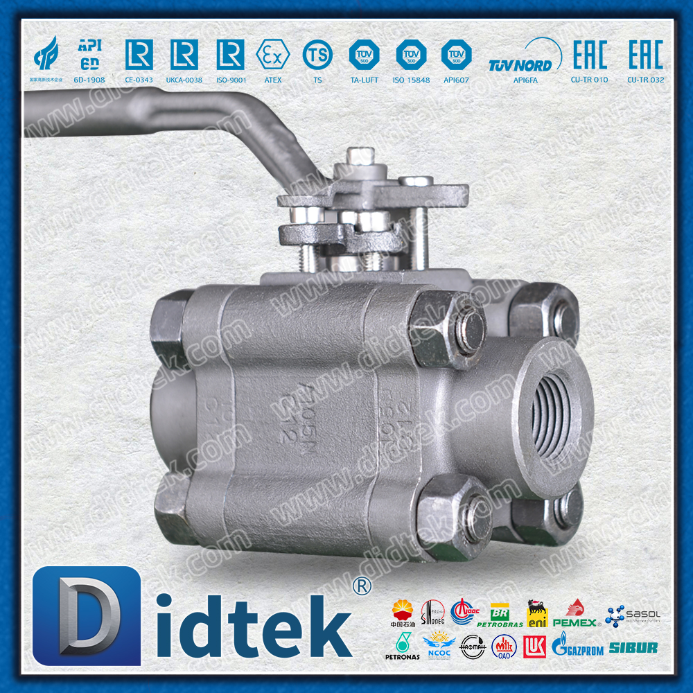 3 PCS A105N Diperkuat PTFE Seat Thread Forged Ball Valve