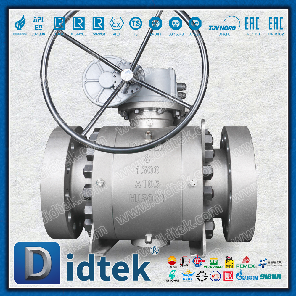  Didtek Flange Full Bore Baja Tempa Tekanan Tinggi A105 Trunnion Mounted Ball Valve 