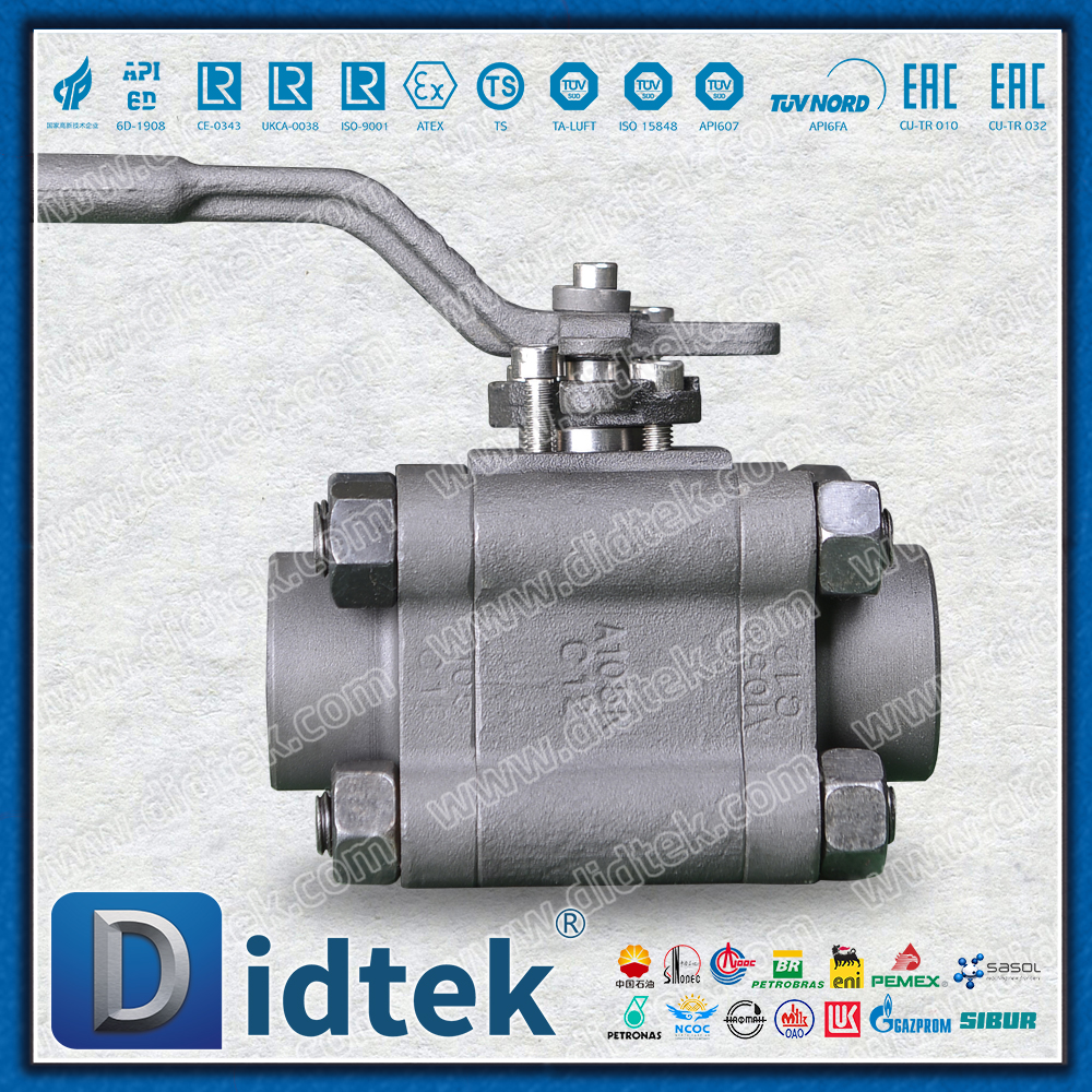 3 PCS A105N Diperkuat PTFE Seat Thread Forged Ball Valve