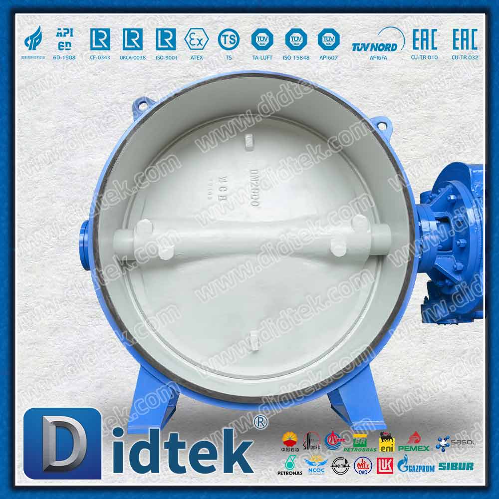 DN2000 Katup Kupu-Kupu DIN Wafer Triple Offset Ukuran Besar