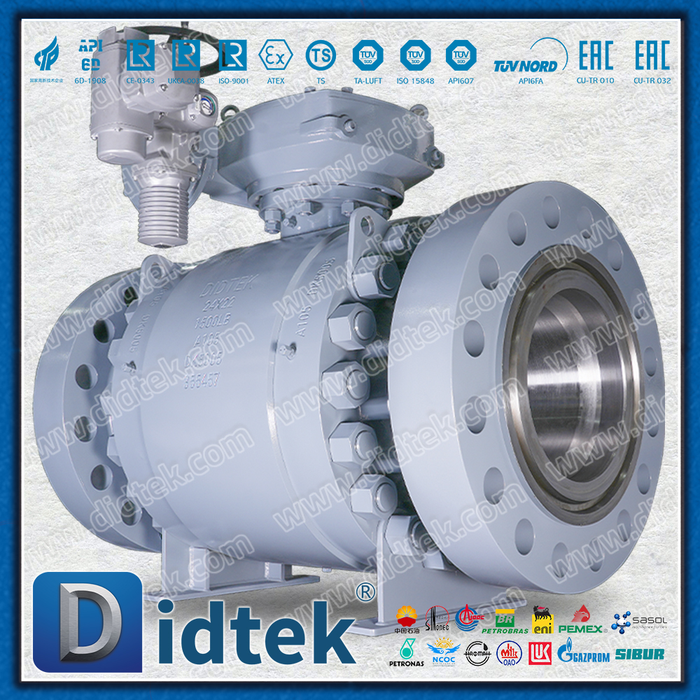 ESD Marine Engineering Trunnion Mounted Auma Electric Ball Valve Untuk Gas Tekanan Tinggi