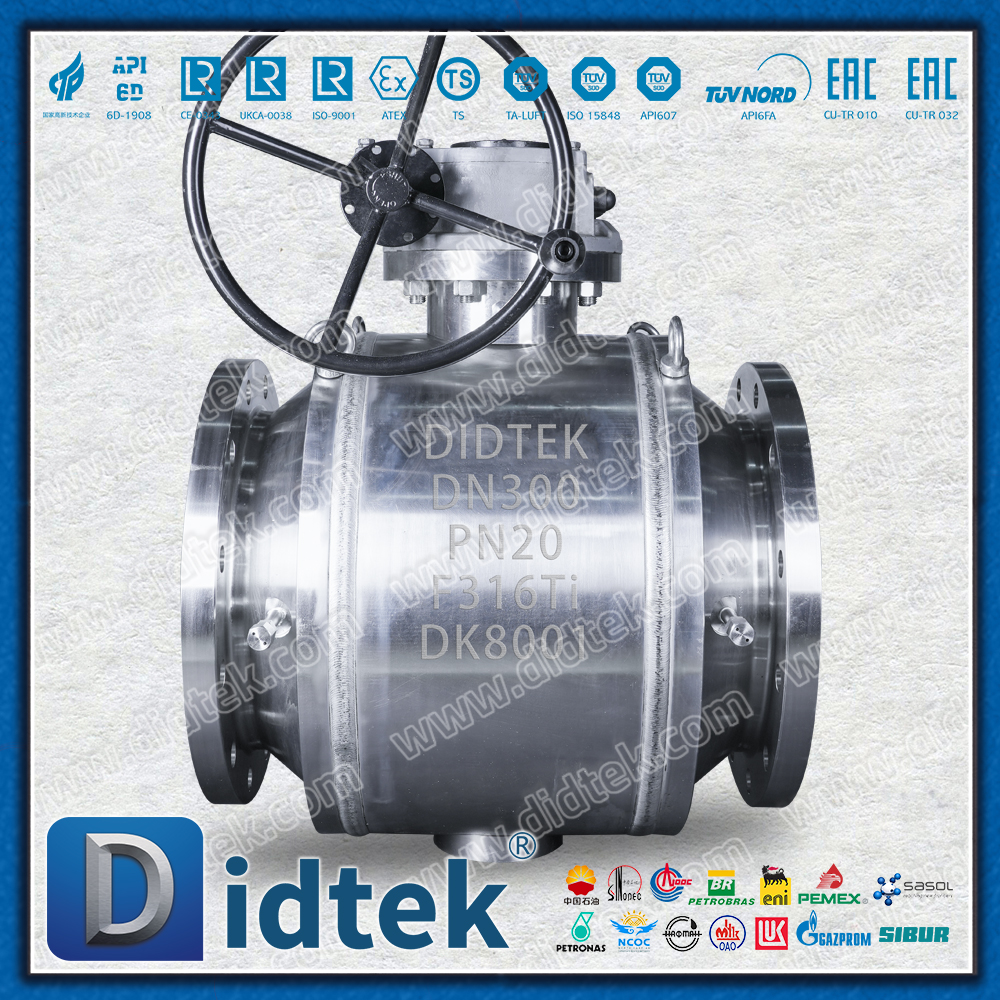 Katup Bola Trunnion yang Dilas Sepenuhnya dengan Bodi F316Ti & Kursi HNBR
